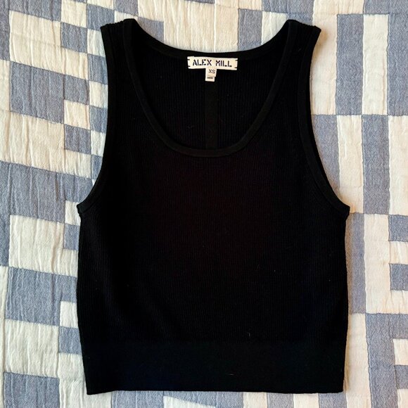 New Without Tags, Alex Mill Black Merino Wool Cropped Ava Tank, Black, Size XS - Picture 2 of 8